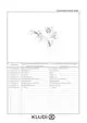 Technisches Zeichnungsdiagramm und Teileliste für einen Kludi-Wandmischer mit zwei Löchern, einschließlich Spout, Aeroator und Montageschrauben.